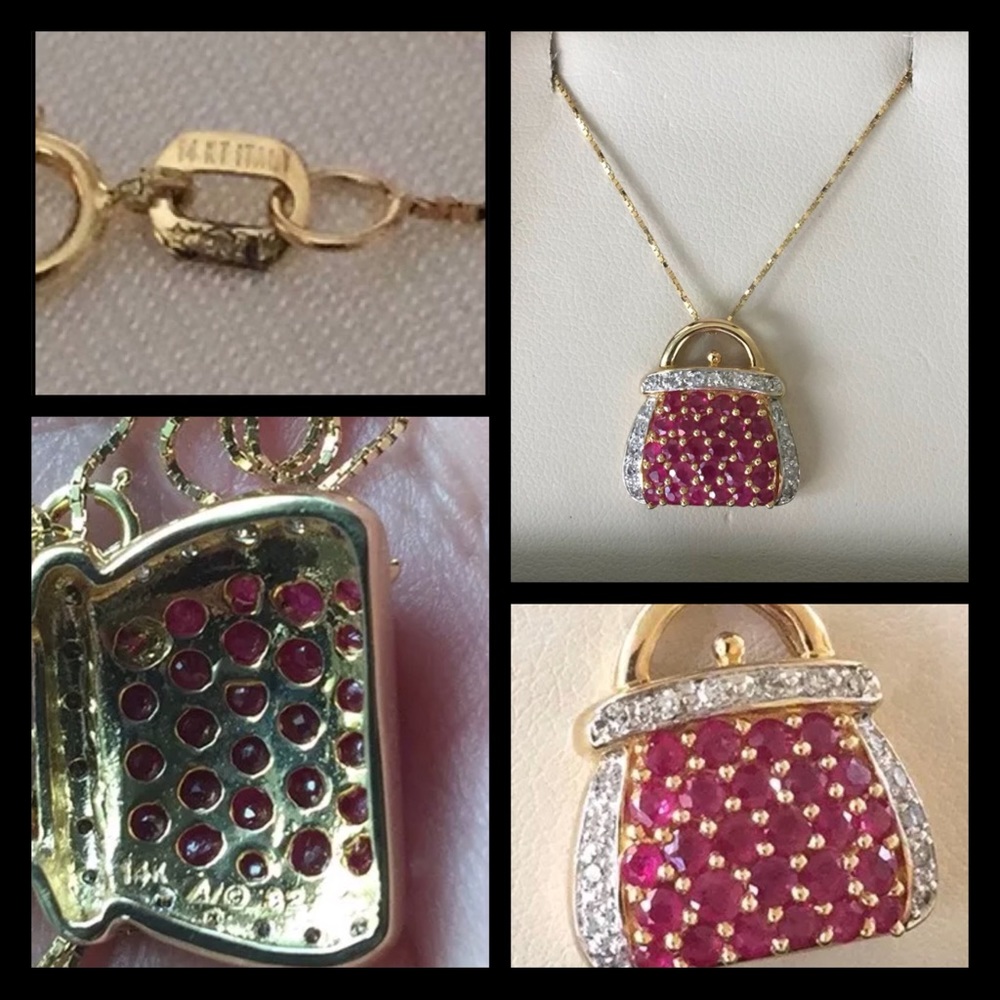 ❌SOLD❌ 14k Ruby & Diamond PURSE Necklace - Picture 8 of 17